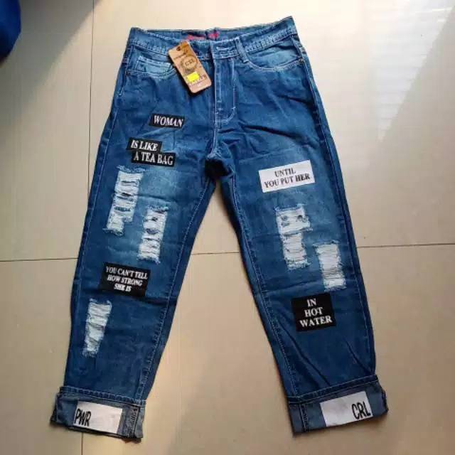 CELANA JEANS WANITA BOYFRIEND SABLON SOBEK UNTIL