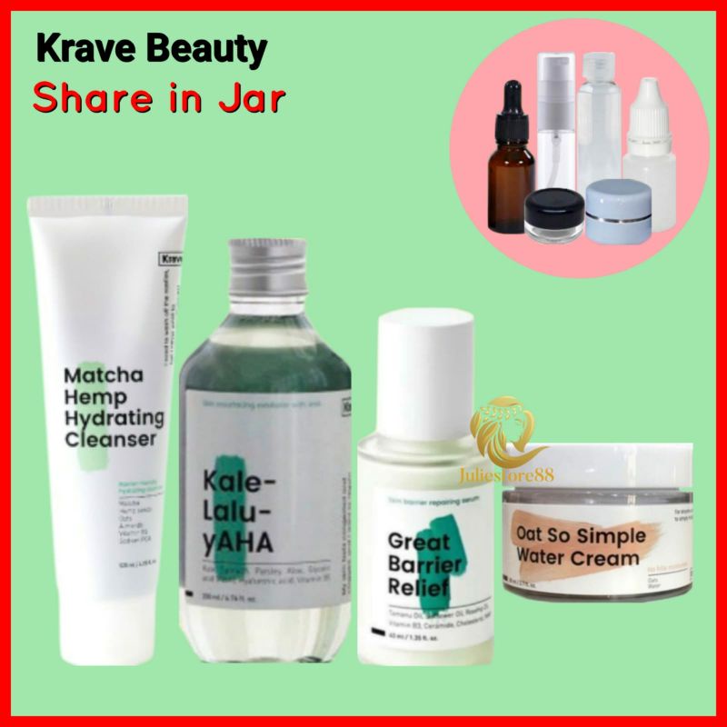 (SHARE) KRAVE BEAUTY Oat So Simple Water Cream Kale-Lalu-Yaha Toner Great Barrier Relief Serum Matcha Hemp Cleanser