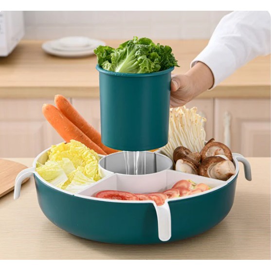 IKILOSHOP MPS9 Mangkok Putar Shabu Shabu Wadah Sayur Rotary hot pot Drain Basket Wadah Sayuran Rotating Panci Mangkok Serbaguna