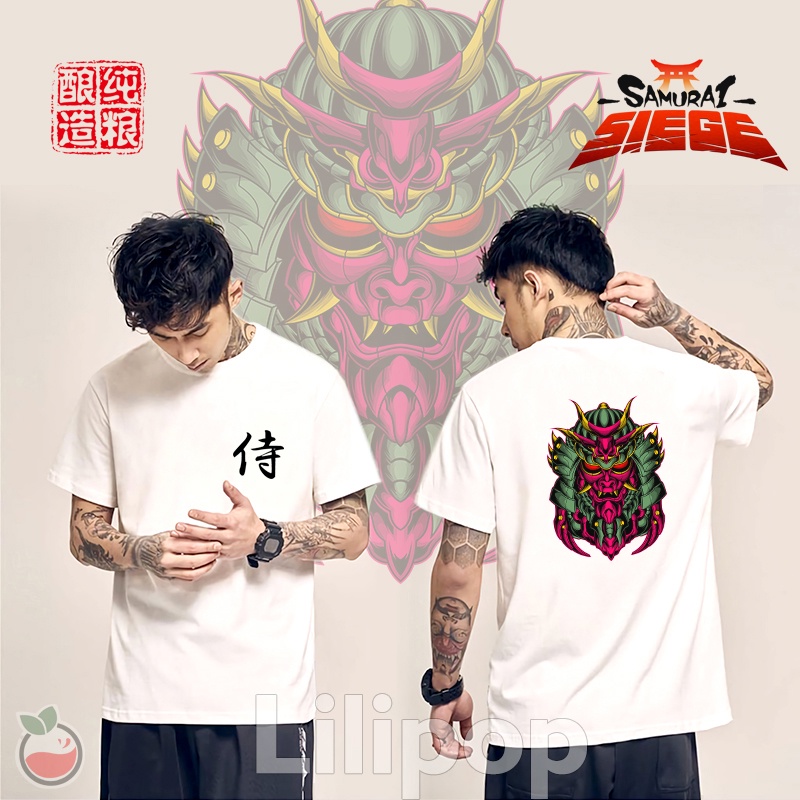 Lilipop Kaos Pria Samurai japan Baju Distro Basic Lengan Pendek Tshirt Kasual B