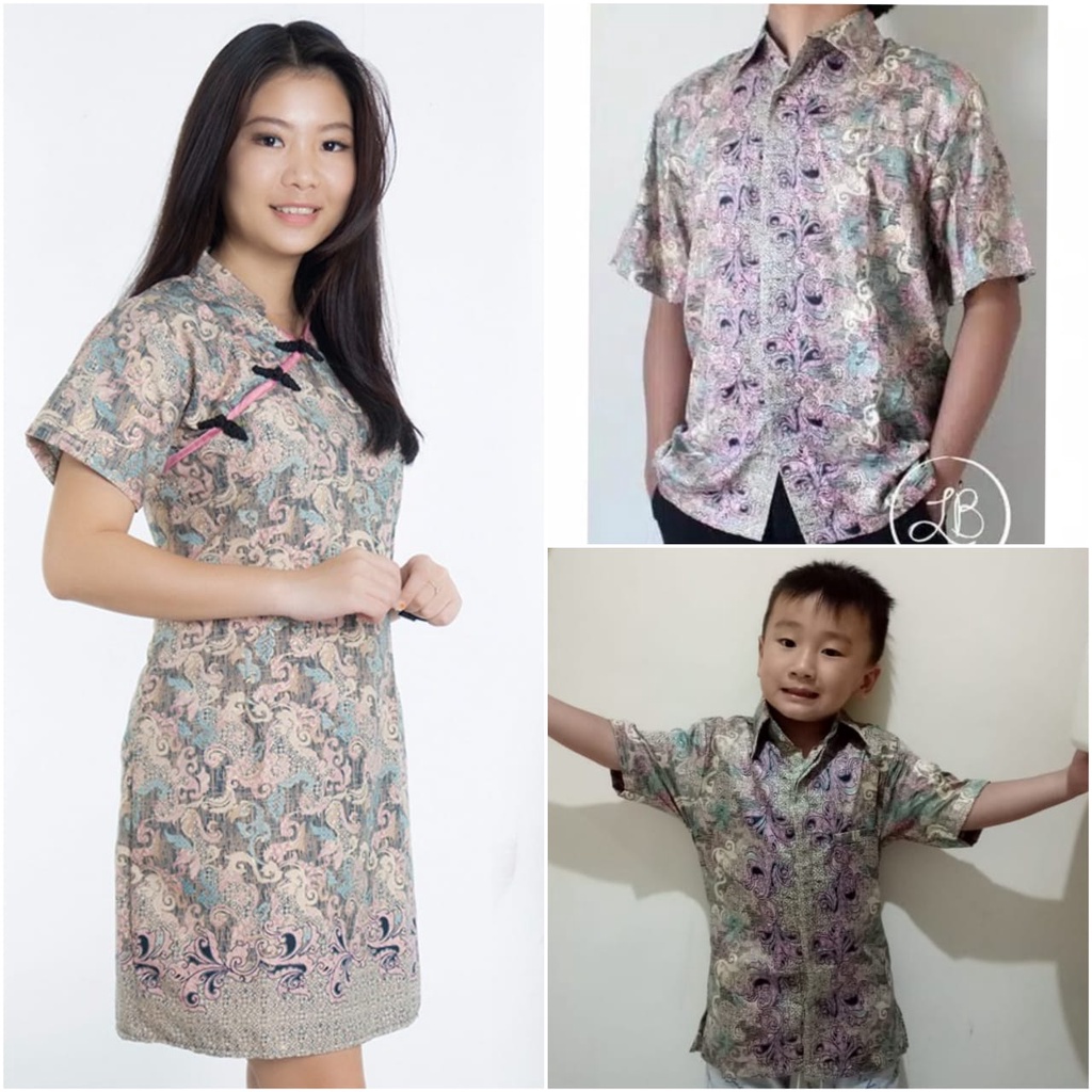 SB Collection Couple Family Midi Dress Khofifa Cheongsham Dan Kemeja Ayah Anak Batik Pria