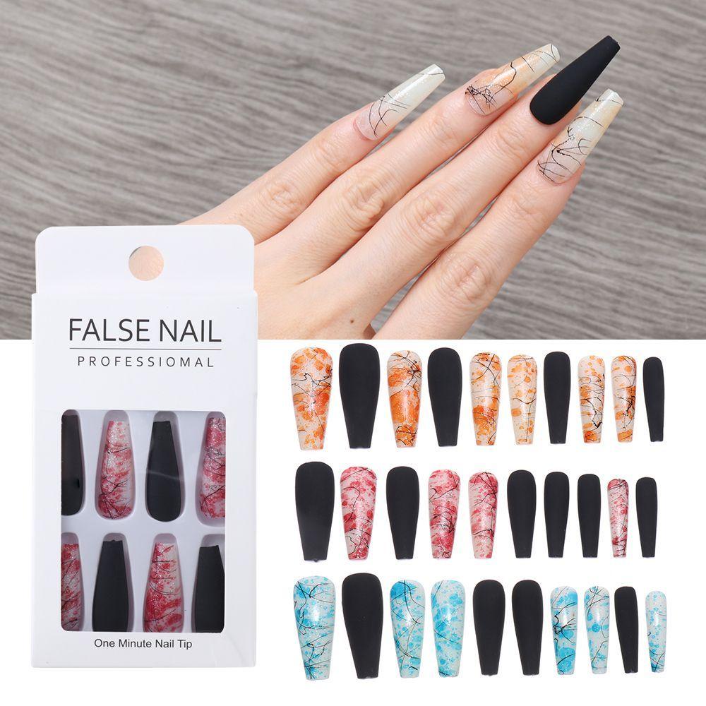 AUGUSTINA Agustin Wearable Fake Nails Reusable Nail Salon Tips Kuku Palsu Penuh Menutupi Manicuring Patch Manicuring Kuku Jadi