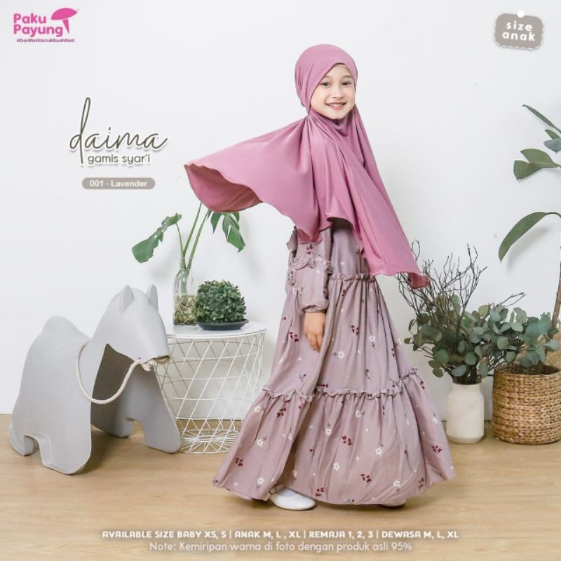 PAKU PAYUNG - Gamis Daima Motif Bunga Gamis Anak Bahan Rayon Size XL