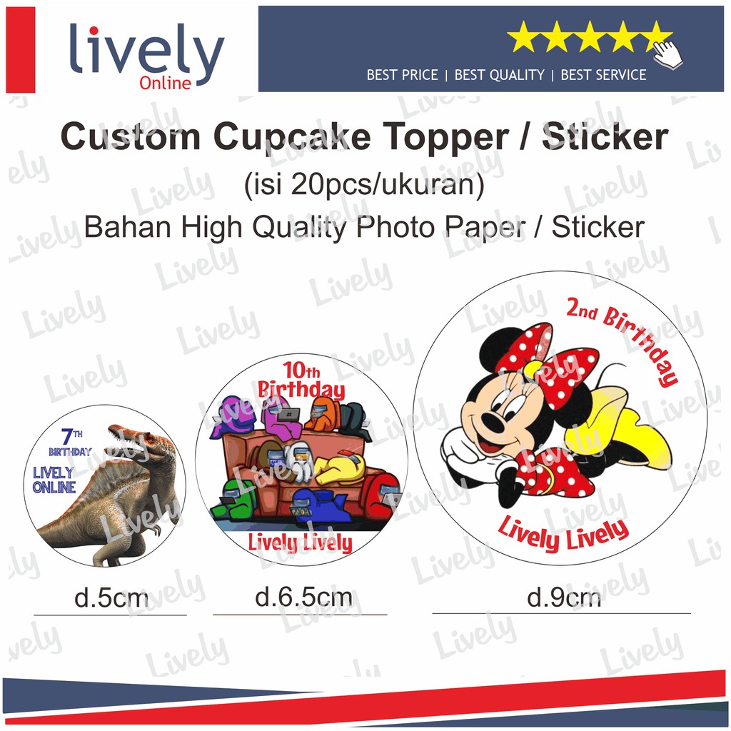 CUSTOM NAMA CUPCAKE TOPPER DAN STICKER MAKANAN HAPPY BIRTHDAY