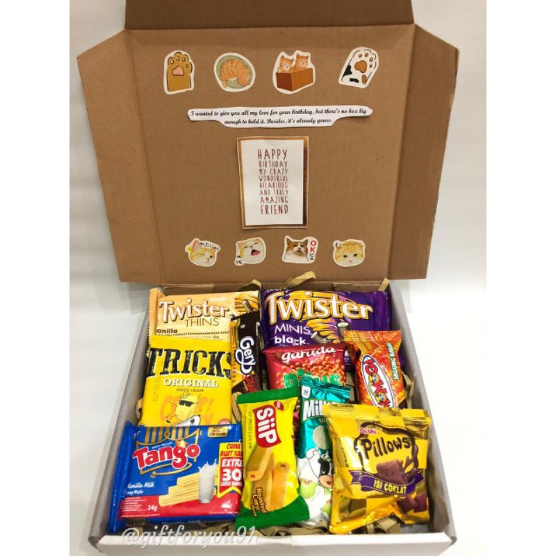 

Snack box/giftbox/hampers snack/hampers murah