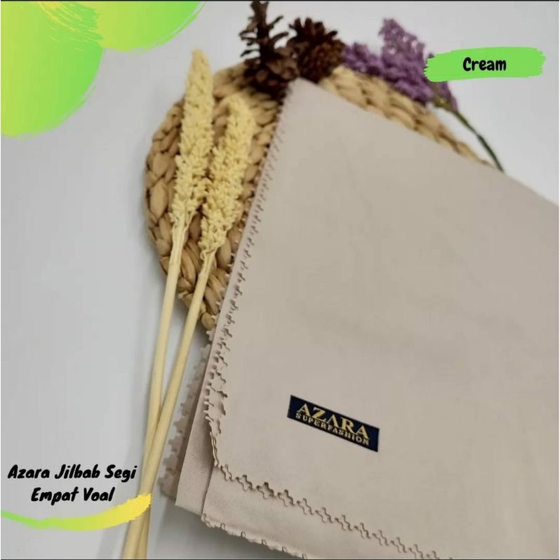 Azara Oskara Lasercut Warna Cream Kerudung Polos Segi Empat Kerudung Segi Empat
