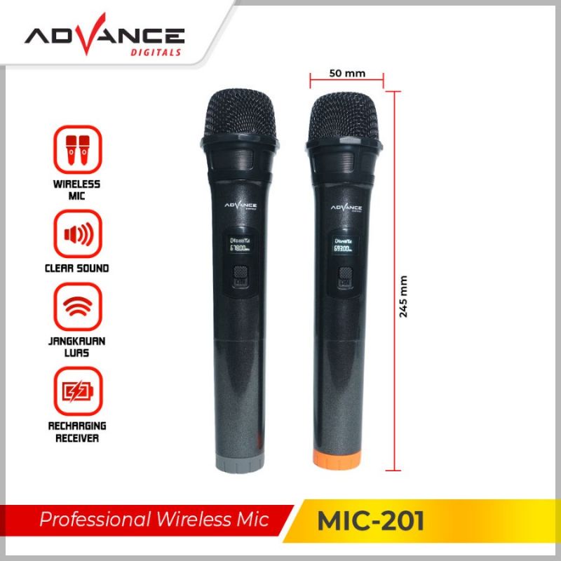 Microphone / Mic Wireless Advance MIC-201 Double Isi 2