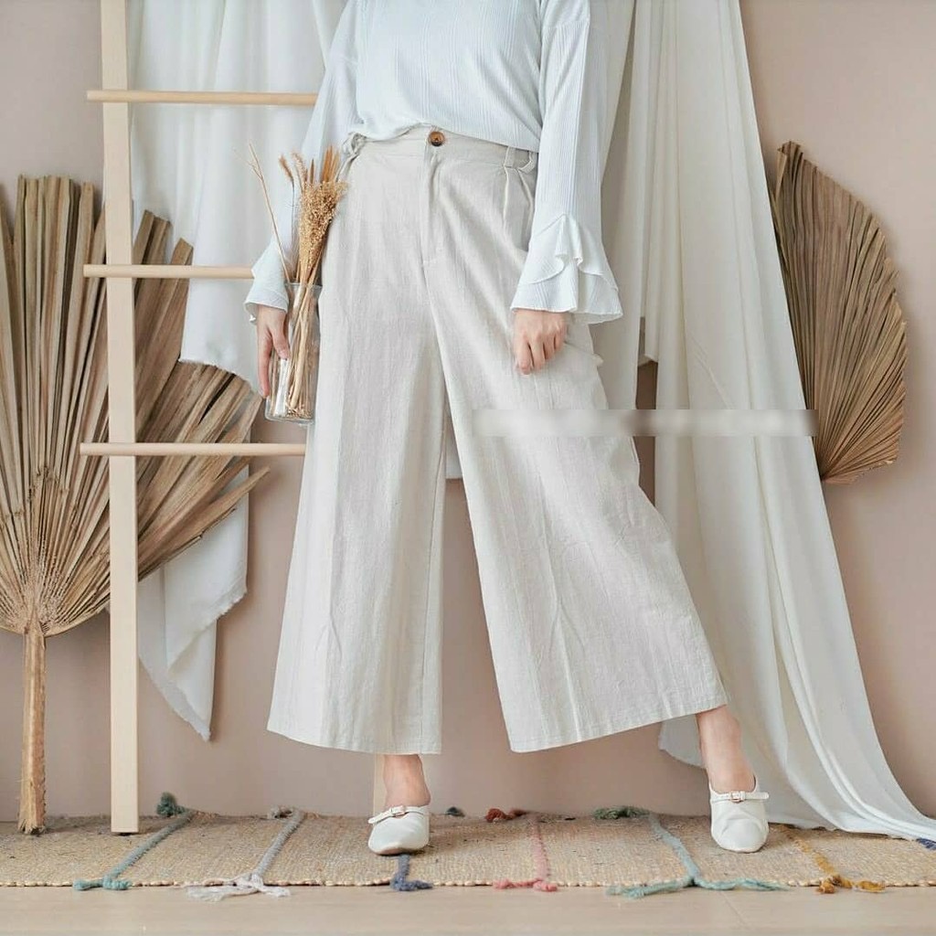 BEFAST - ZEC OOTD Wanita Celana ZURA / Elaine Pants Cullote Katun Rami /Celana Kulot Wanita Terbaru 2021 / Celana Kulot Casual / Kulot Polos Kekinian / Celana OOTD Wanita Hits