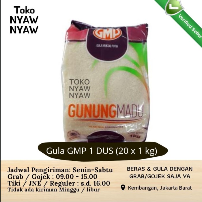 

Gula pasir GMP kemasan 1kg gunung madu 1 kardus dus isi 20 grosir