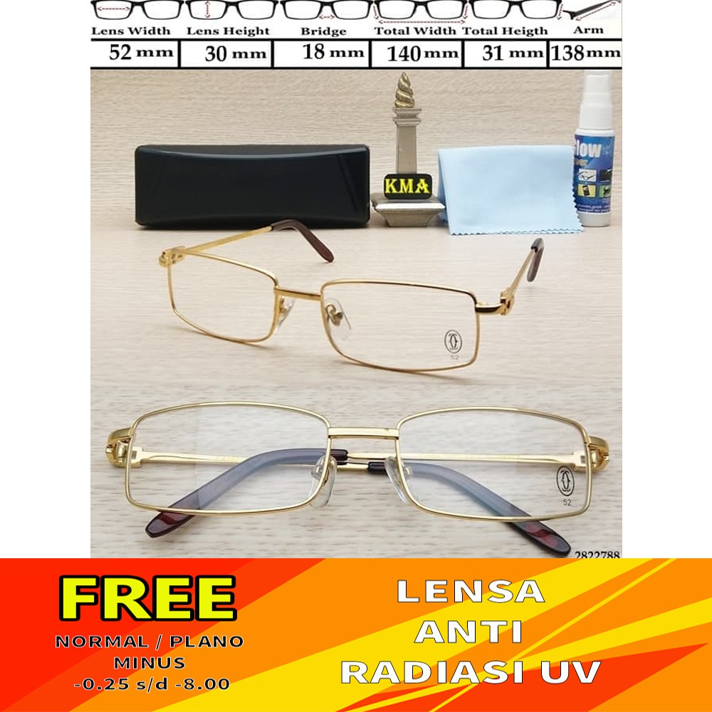 kacamata  frame CARTIER gratis lensa anti uv radiasikacamata baca frame progressif