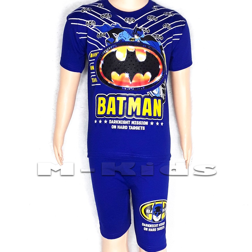 MKids88 - Baju Setelan Anak Laki-Laki Mata Nyala Lampu LED Superhero Karakter BATMAN