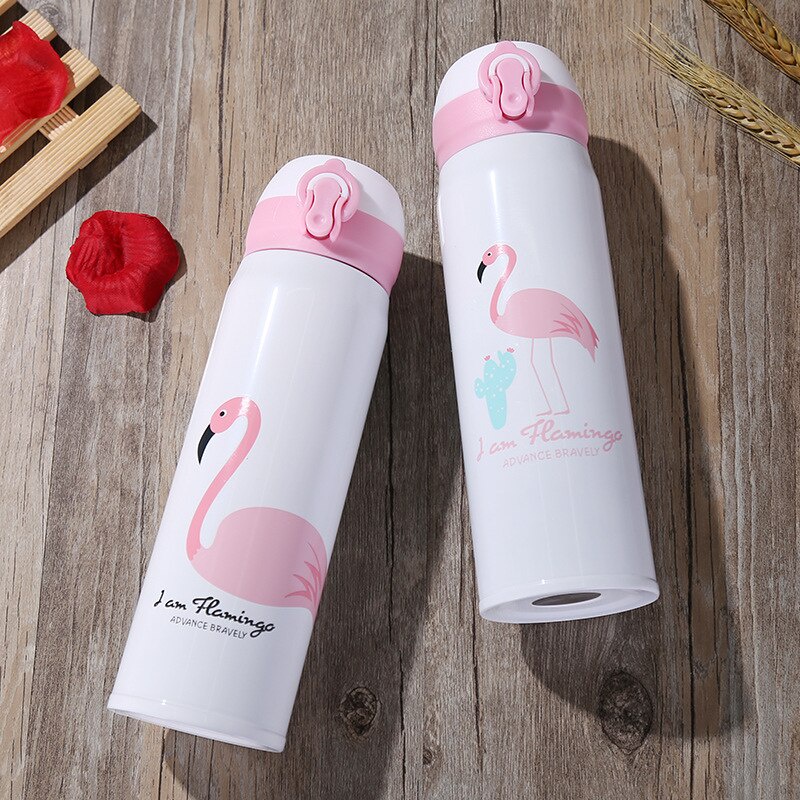 SHABRINA_FASHION!!! TERMOS KARAKTER [ GRATIS BUBBLE] VACUM 500 ML MOTIF FLAMINGO