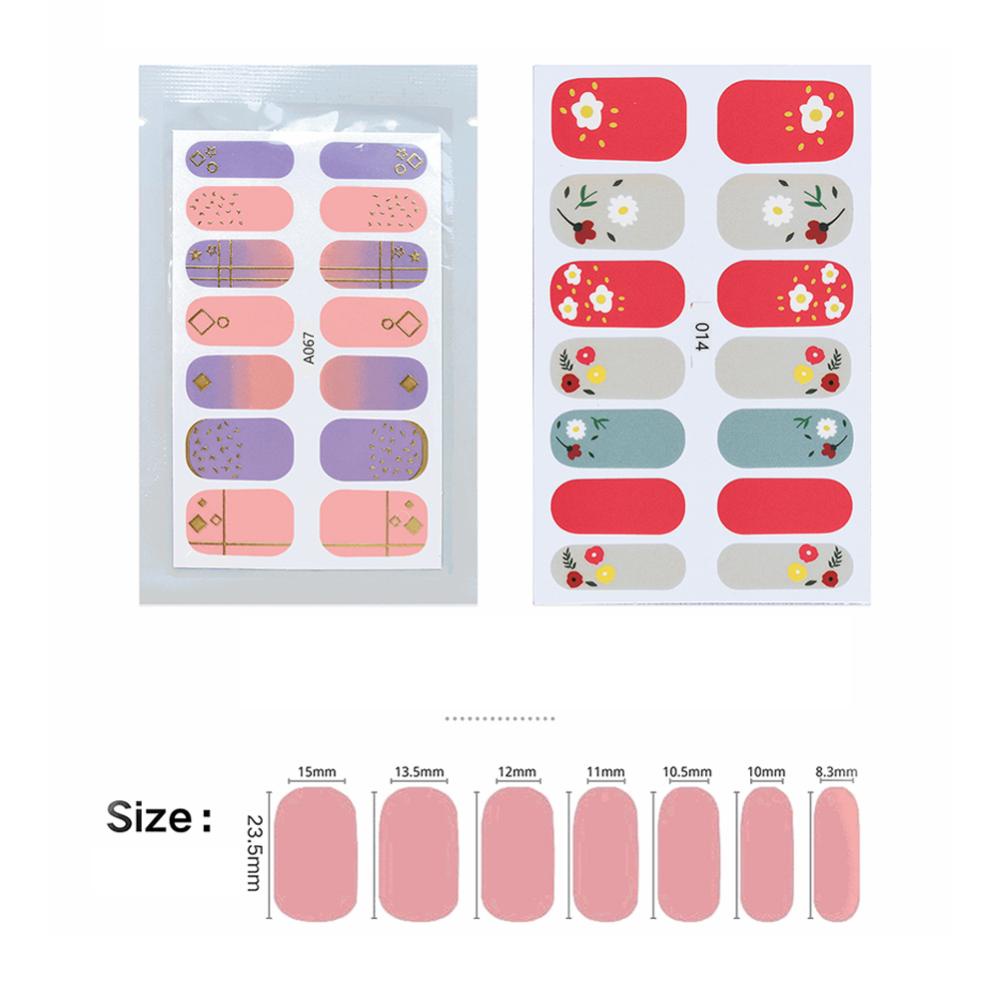 Timekey 14pcs / Lembar Stiker Kuku 3D Full Cover A3K9