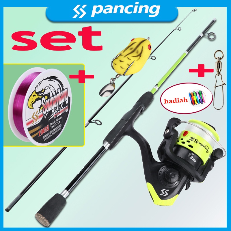 pancing set 1.8m/1.65m Fishing Rod Fishing Reel Set Spinning and 6BB Fishing Reel With Free Fishing Line lure Set For Freshwater Fishing Pancing combo