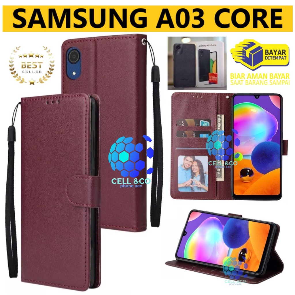 NEW SAMSUNG A03 CORE CASE FLIP LEATHER WALLET PREMIUM FLIP CASE BUKA TUTUP KESING HP CASING FLIP CASE WALLET SAMSUNG A03 CORE