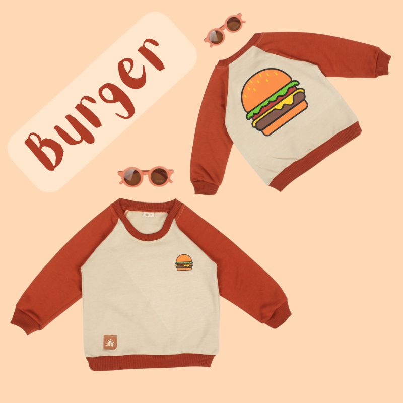 KIDS RAGLAN SWEATSHIRT SERIES FASTFOOD - Sweater Anak Jaket Bayi Baby Kids Cewek Cowok Perempuan Laki Fleece sablon plastisol 1-8 Thn