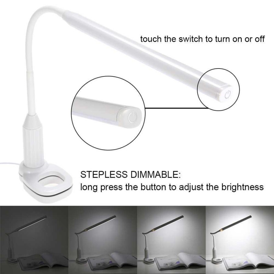 Lampu Meja LED Eye Protection Desk Lamp Clip 24 LED 5W 5000K-5500K - L1515W - White