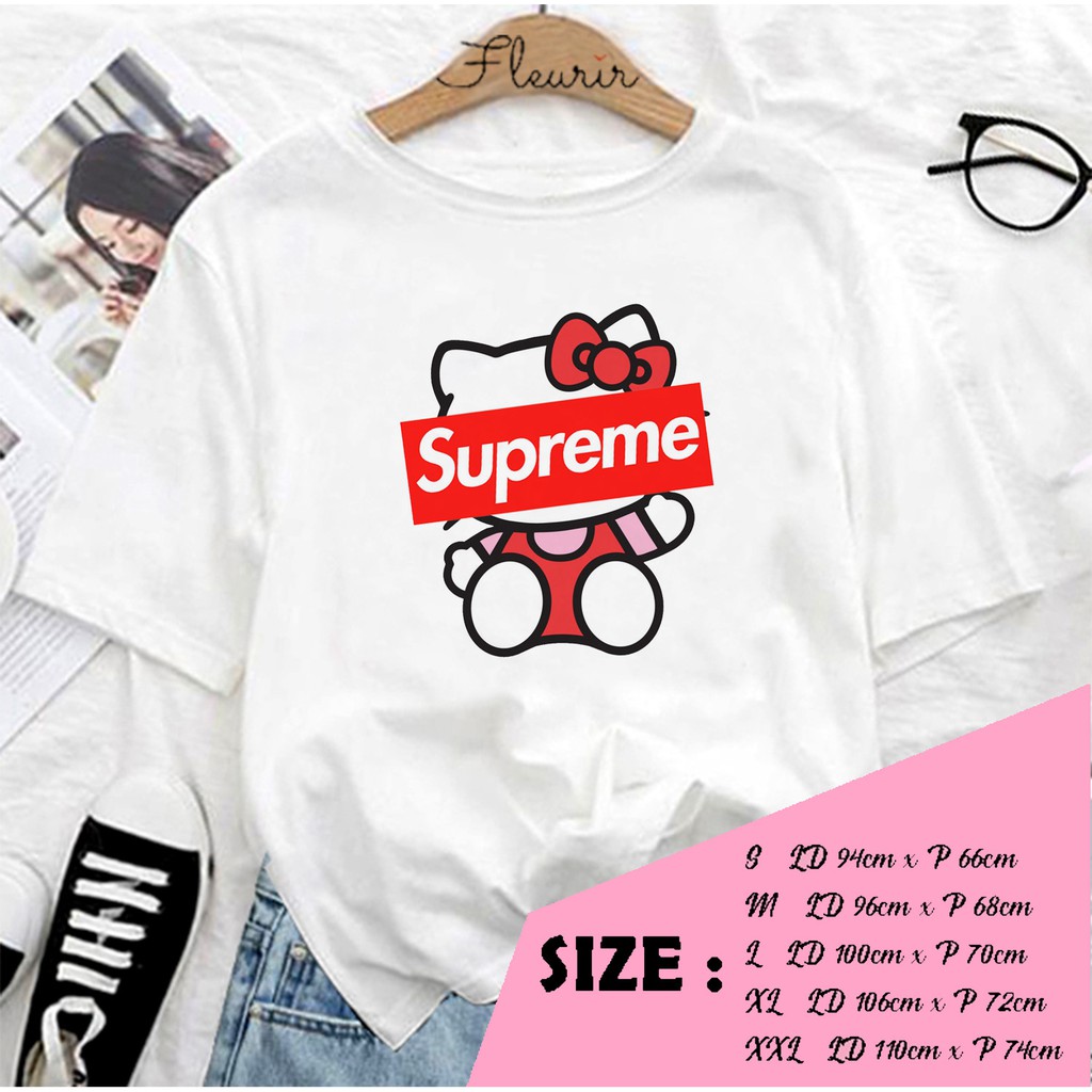 FLEURIR - KAOS SUPREME KITTY WANITA DEWASA LENGAN PENDEK TUMBLR TEE UNISEX