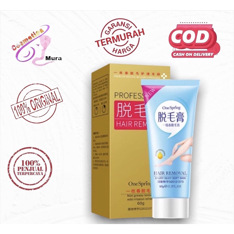 [ 25 &amp; 60 gr ] veet hair removal / penghilang bulu veet aloe &amp; vit e - one spring hair removal