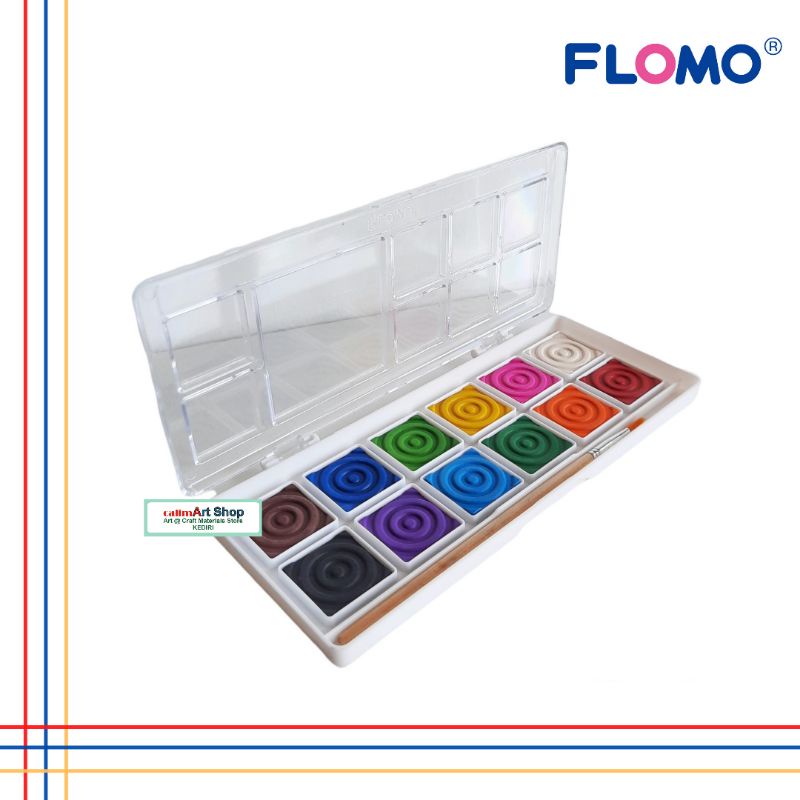 Flomo Watercolour Set Paint 12 Colour - Cat air Flomo