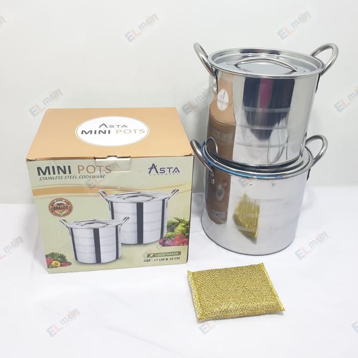 Panci stainless steel set 2pc 17cm &amp; 19cm ASTA mini pots ASMP 01