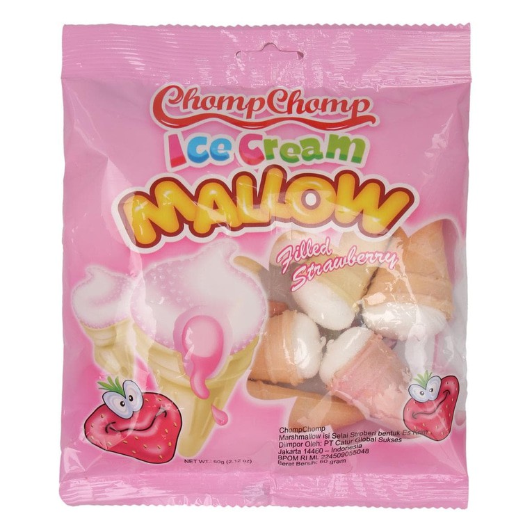 

Chomp Chomp Ice Cream Marshmallow Strawberry 60 gram/ Chompchomp Mallo