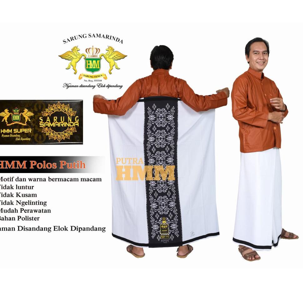 KJT.14Jl22ᴿ– SARUNG HMM POLOS PUTIH Sarung Samarinda HMM Putih Polos
