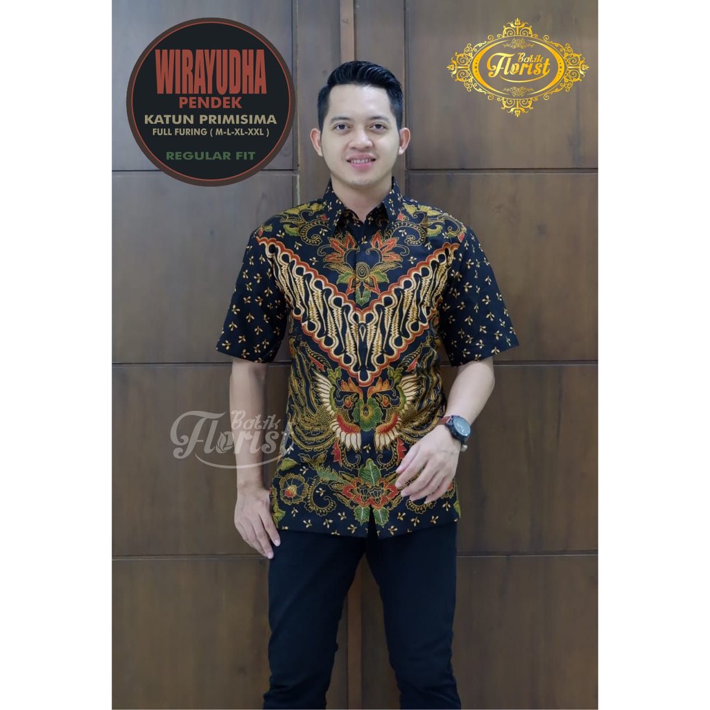 WIRAYUDHA WARNA PENDEK Kemeja Batik Pria Full Furing Katun Primisima