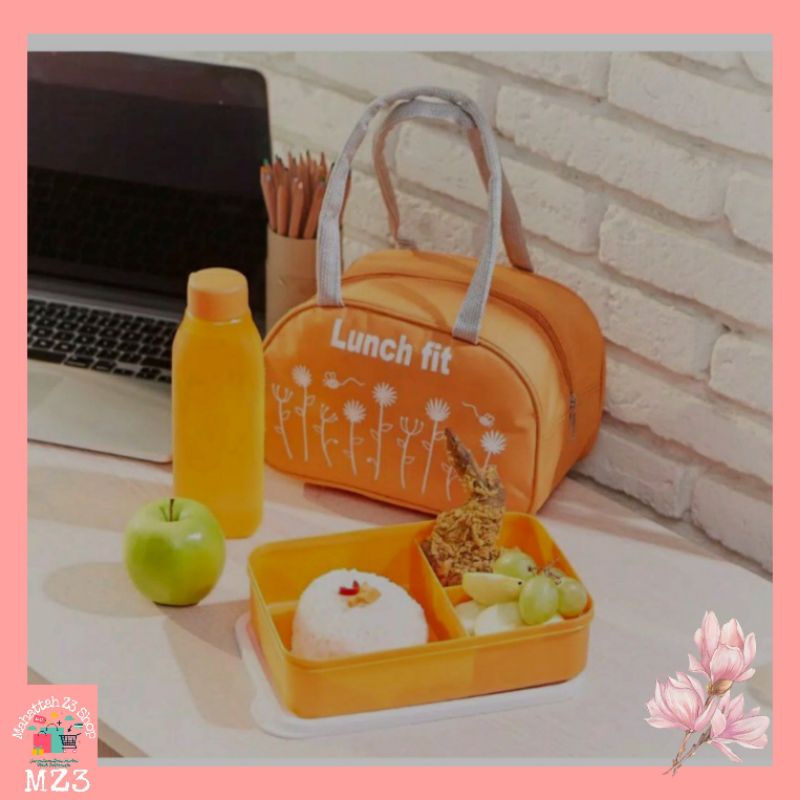 TAS BEKAL MAKAN LENGKAP KOTAK NASI BOTOL MINUM/ LUNC BAG SET FLOWER-LUNC BOX-BOTOL MINUMAN KH1301