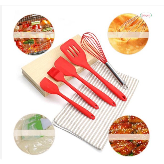 Peralatan masak warna sutil spatula set 5pcs- yosinogawa