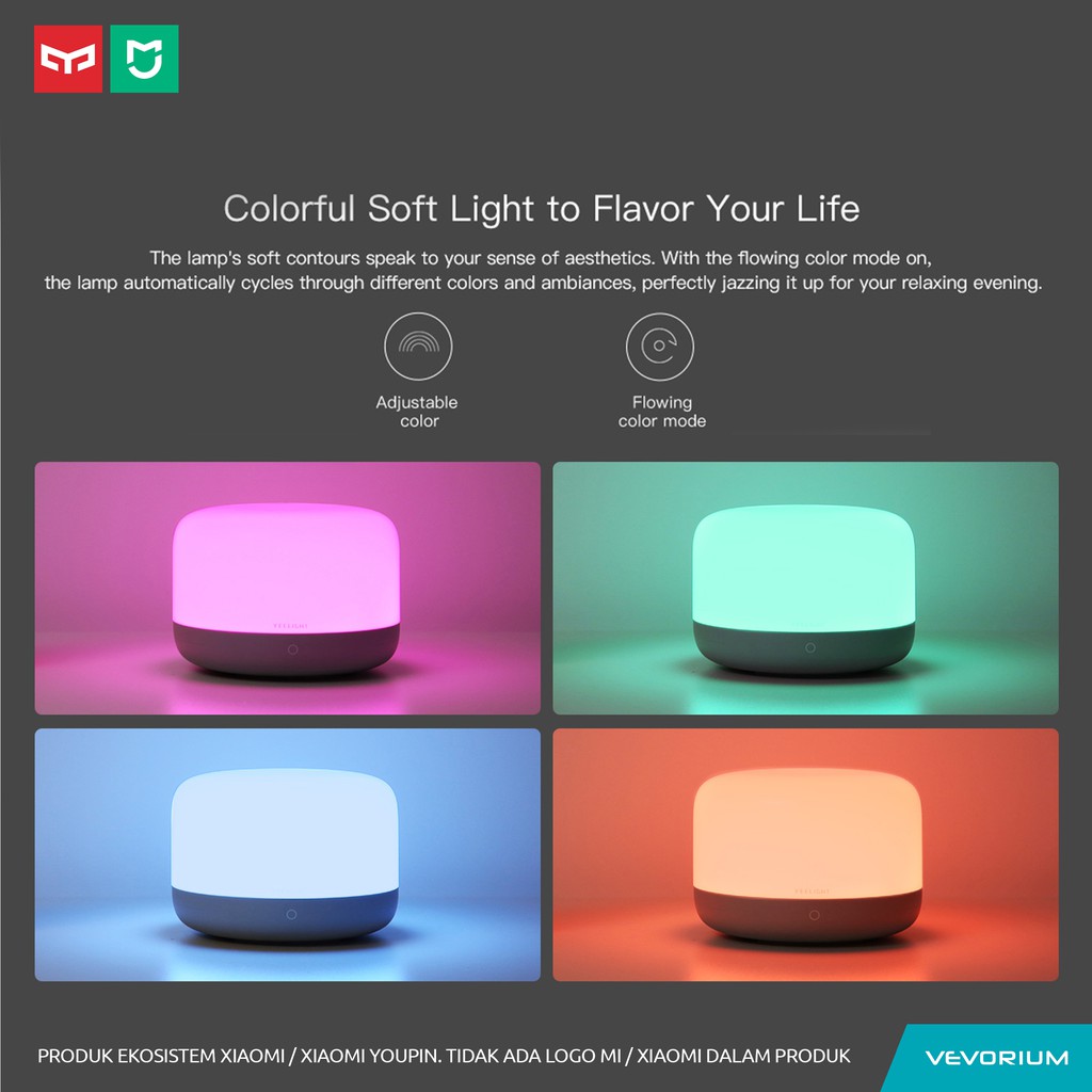 Yeelight RGBW LED Smart Bedside Lamp D2 WIFI RGB Lampu Meja Tidur Anak Kerja Gaming Dewasa Bayi Baca