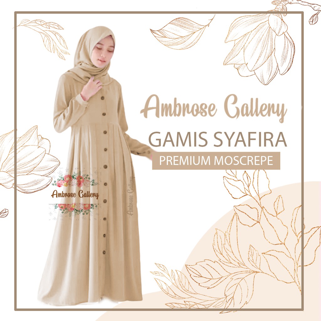 Arabelle Gamis Polos Desain Arab Abaya Cantik Elegan Moscrepe Warna Coksu Cream Color Shopee Indonesia