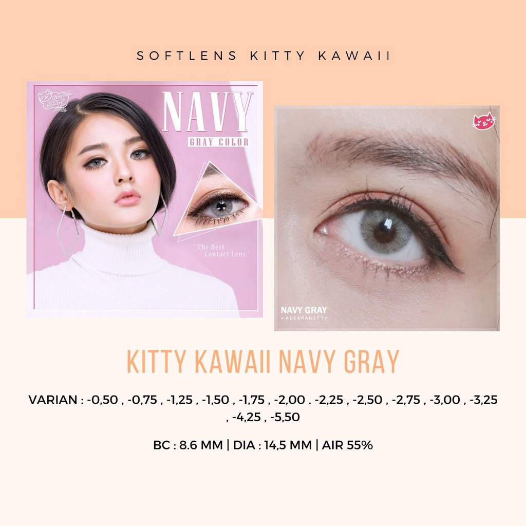 SOFTLENS KITTY KAWAII / SOFTLENS KOREA NAVY GREY -MINUS / LENSA MATA