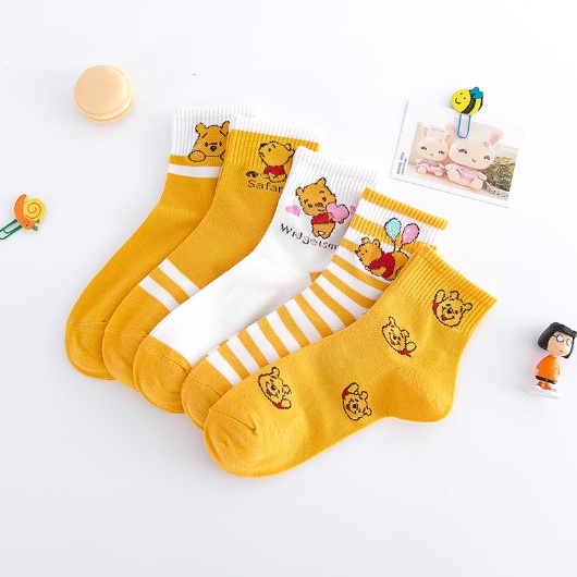 KAOS KAKI ANAK PEREMPUAN KARAKTER WINNIE THE POOH KAOS KAKI BAYI MOTIF LUCU BAHAN KAIN TEBAL IMPORT KLH