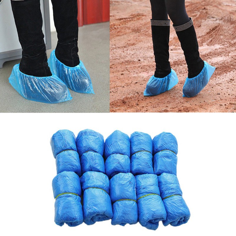 ISI 100PCS SARUNG SEPATU PLASTIK / JAS HUJAN SEPATU / SARUNG SEPATU MEDIS / SHOE COVER