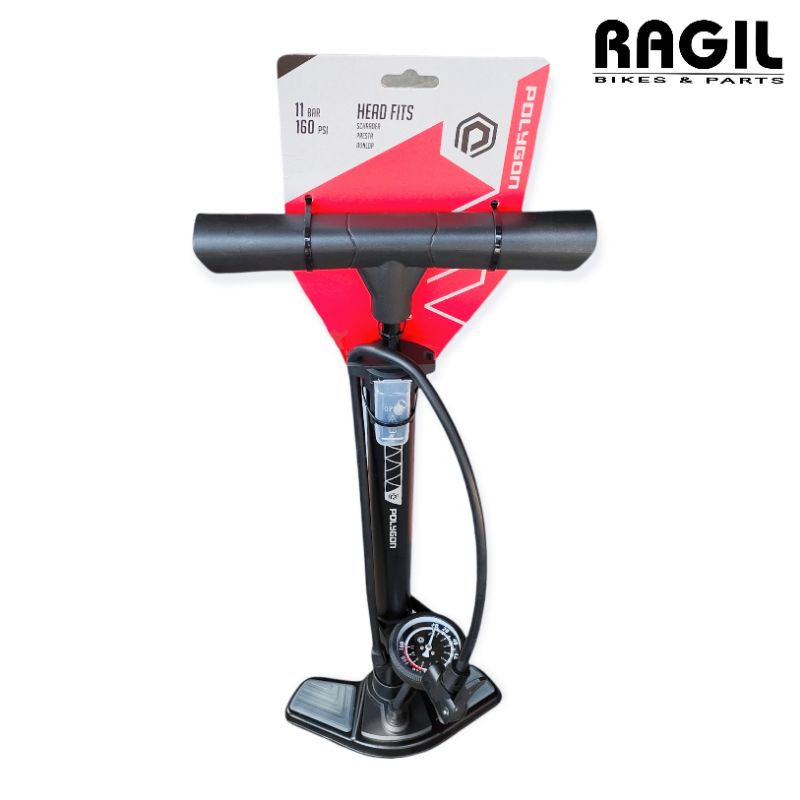 POMPA SEPEDA POLYGON STEEL STX FLOOR PUMP 160PSI 160 PSI BAN DALAM SEPEDA , MOTOR , BOLA POMPA LANTA