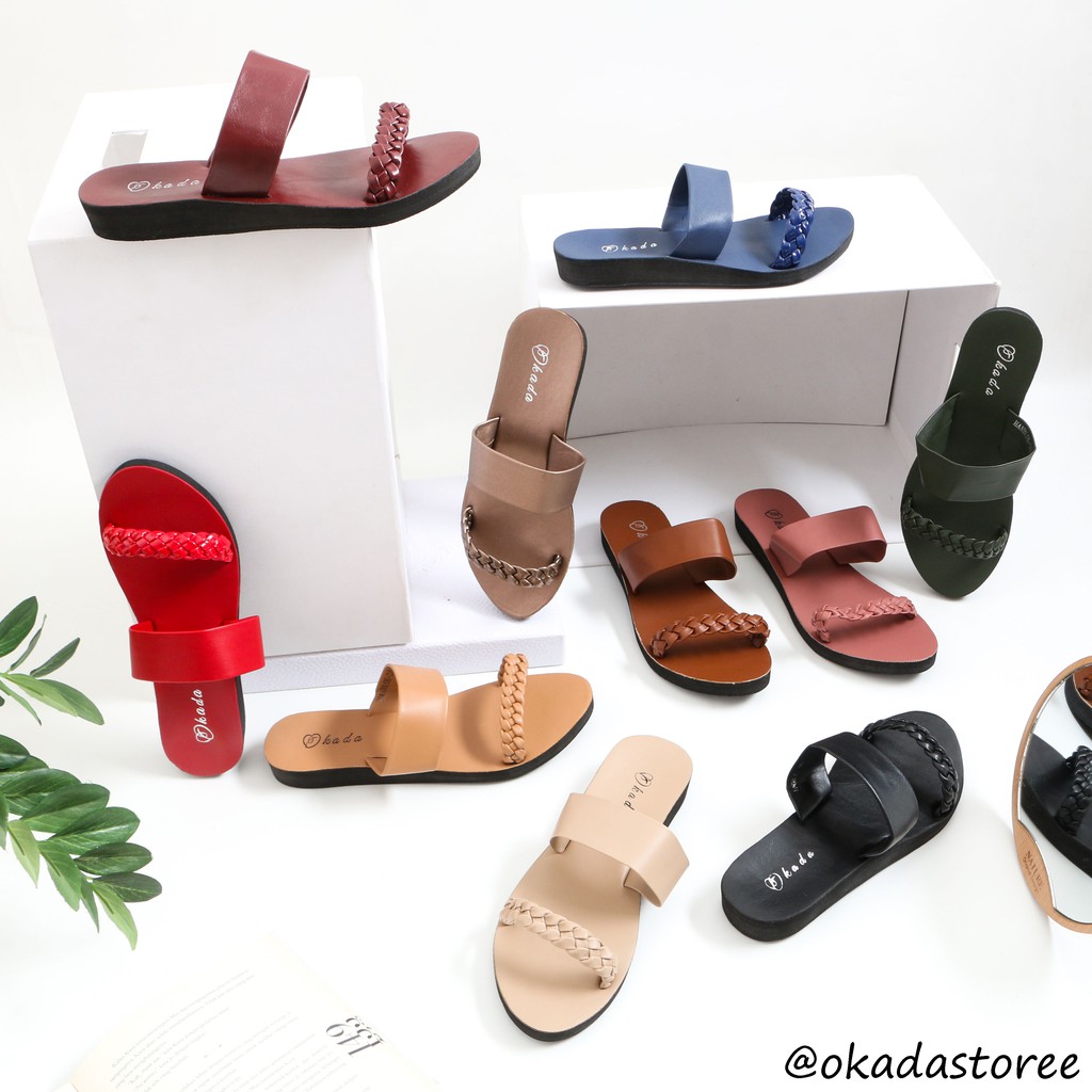 OKADA ORIGINAL SANDAL OKADA SANDAL TEPLEK SANDAL SLIP ON WANITA (HANDBLOC) ORIGINAL BY OKADA TERBARU 2023