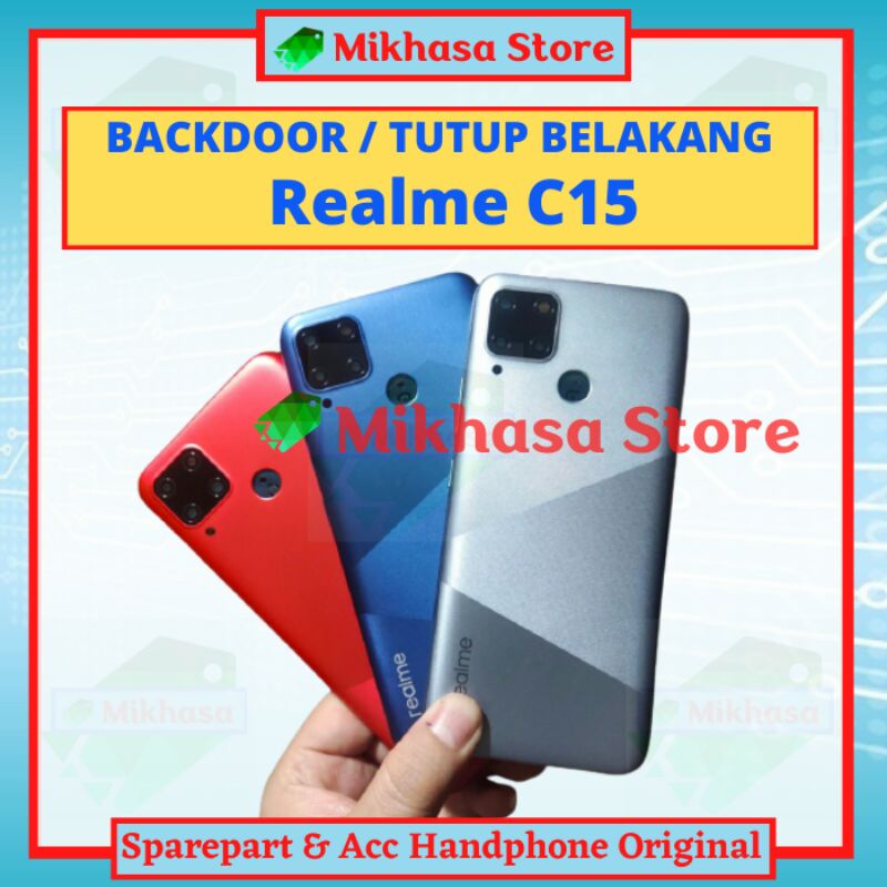 Backdoor Realme C15 Backcover Tutup Baterai Kesing Belakang Back Case Cover Casing Housing Realmi Re