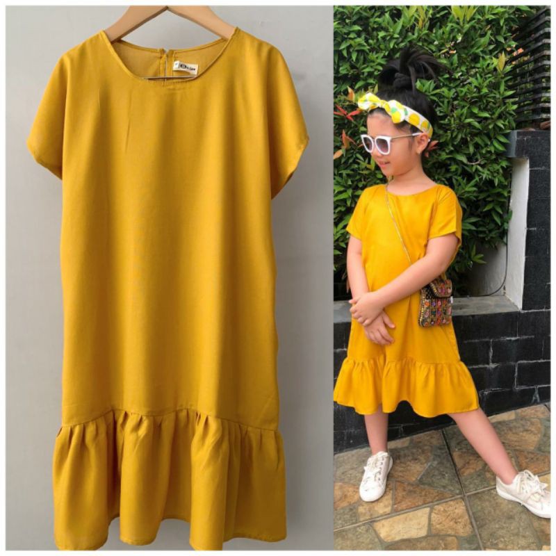 Dress Anak Rayon Rafel Polos Dress Anak Murah Size 2,4,6,8,10 Tahun