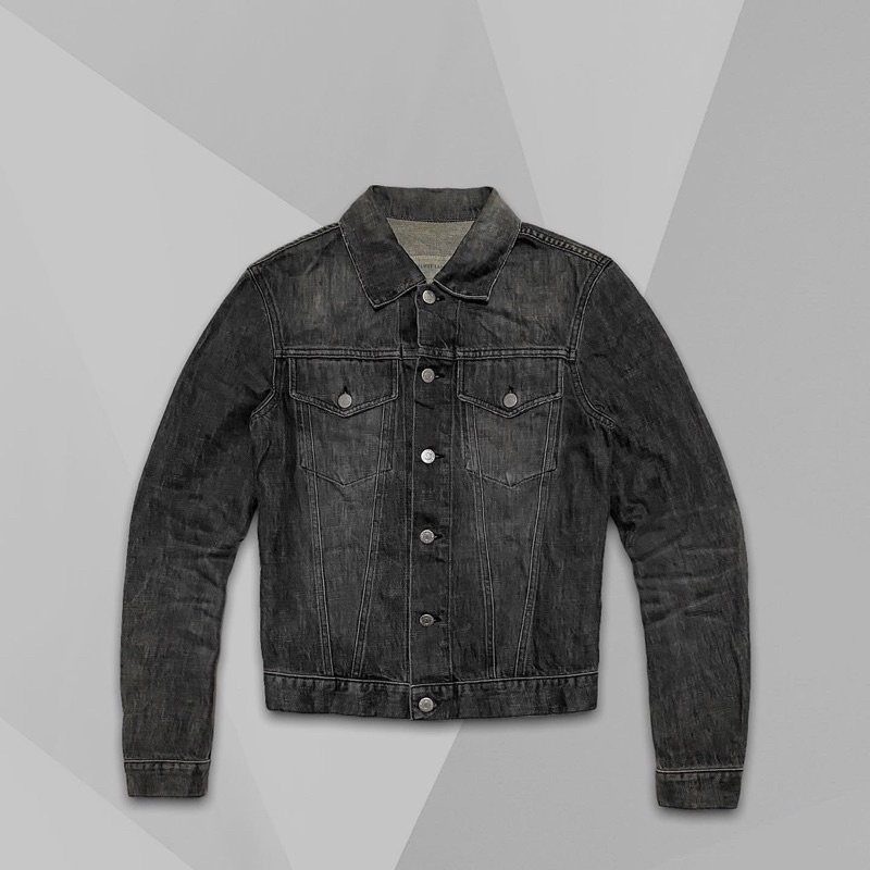 Helmut lang Faded Black Slim 2 Pocket Denim trucker Jacket