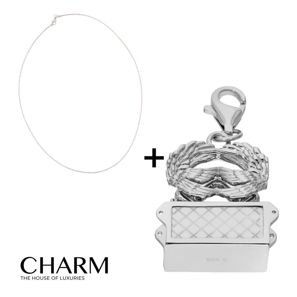 KALUNG LIONTIN Fashion Silver 925 Emas Putih Itali Kecil Model Tabut Perjanjian Kecil Charm