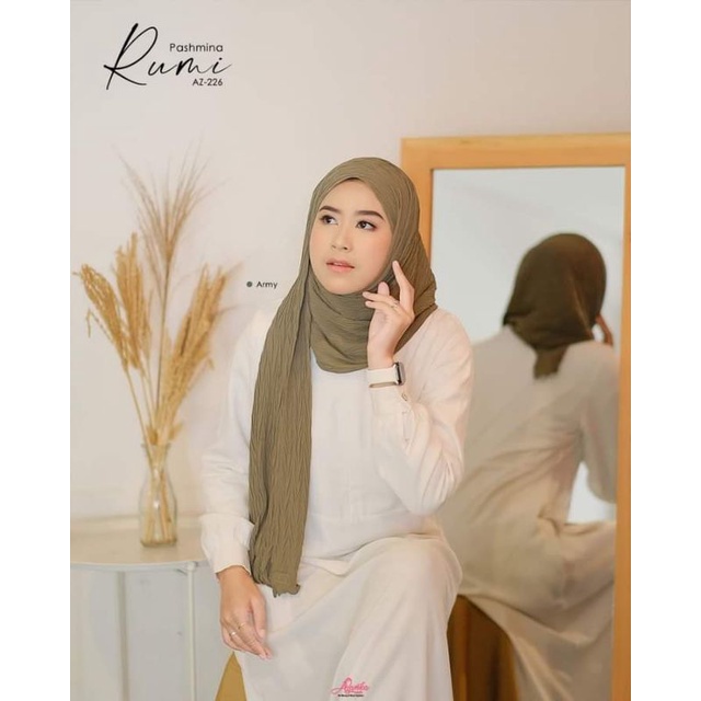 Jilbab Pashmina plisket rumi azamka