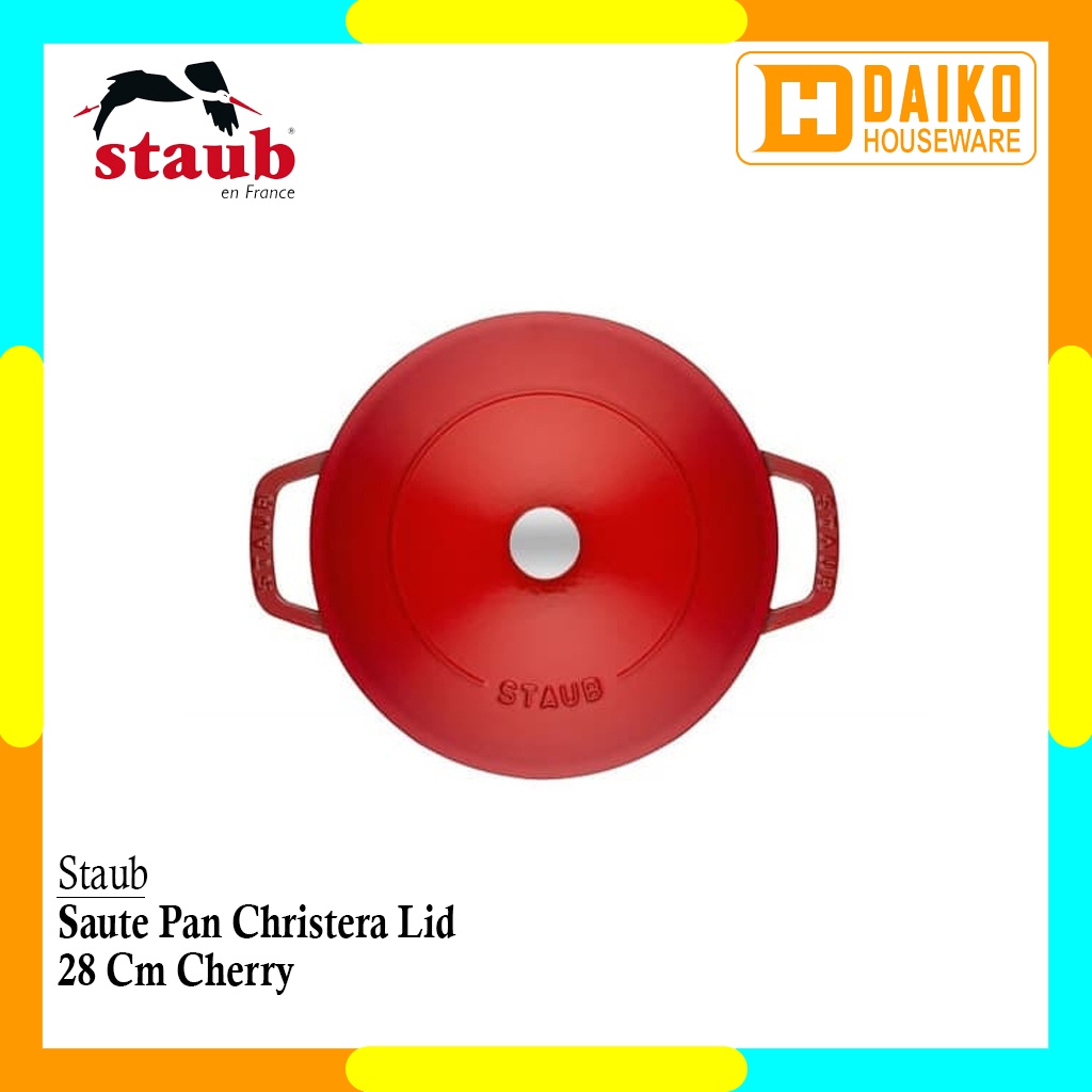 Panci Staub Round Saute Pan Chistera Lid 28Cm Cherry Cocok Untuk Sema Jenis Kompor Original Staub