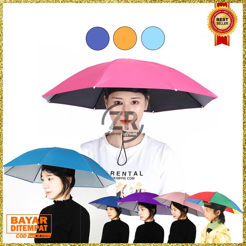 PAYUNG PANCING KEPALA ANTI UV POLOS TOPI POLOS HEADBAND KOKOH TEBAL 8 TULANG/JARI UB