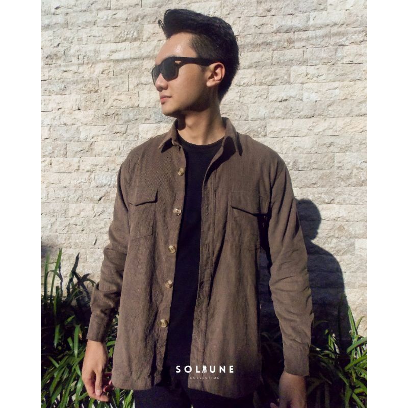 Soliune Corduroy Outer Jacket Dark Brown All Size - Unisex