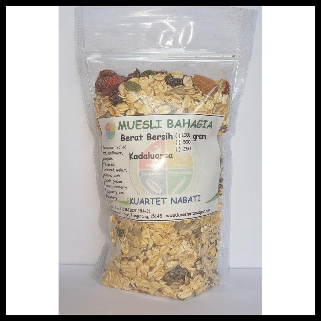 

250Gr Muesli Bahagia - Campuran 12 Macam Rolled Oat, Buah Kering, Kacang, & Biji