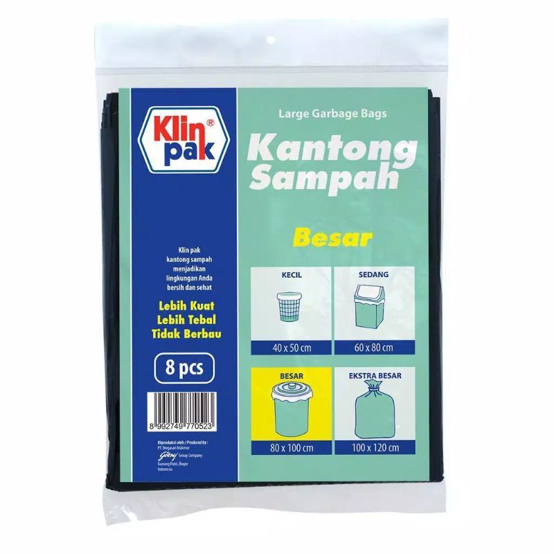 Klinpak kantong sampah besar 80x100cm - Kantong sampah serbaguna