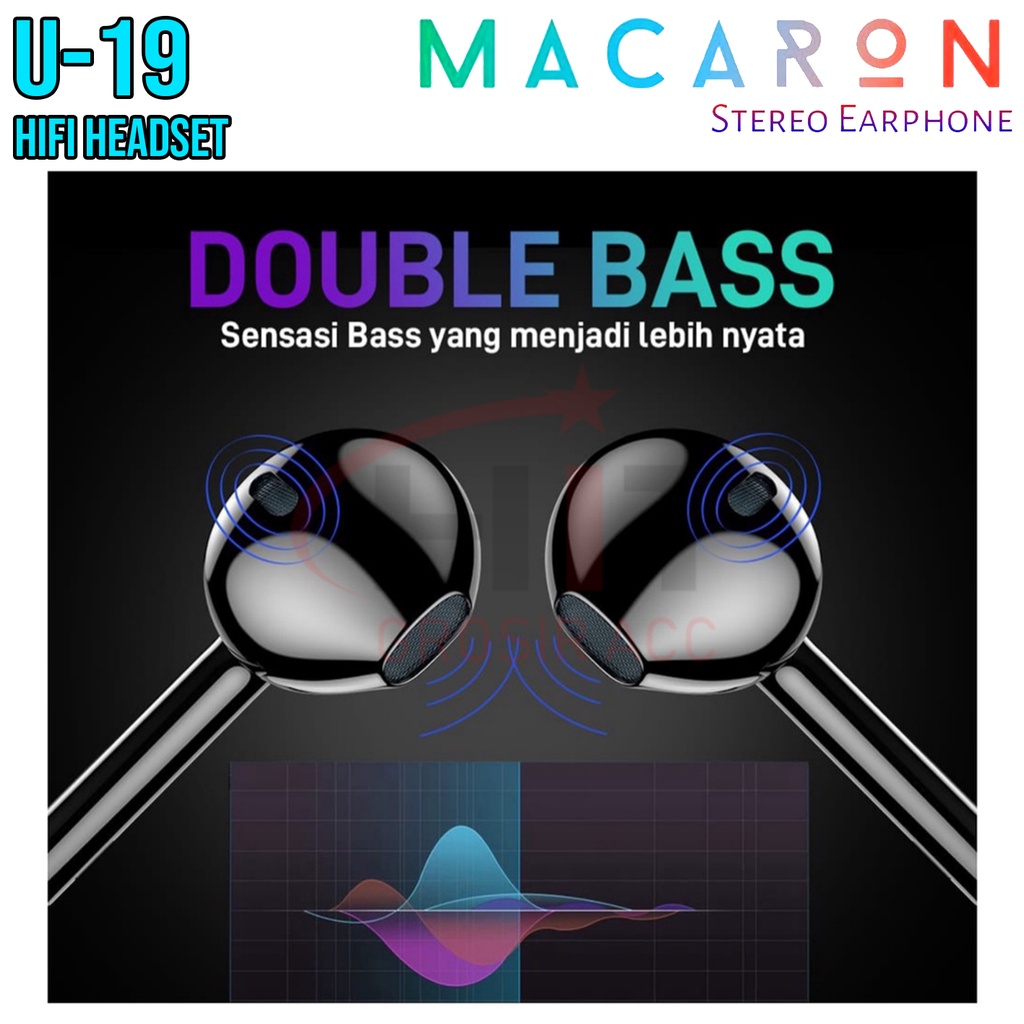 Headset U19 Earphone HF Macaron Mate Warna Hifi Extra Bass