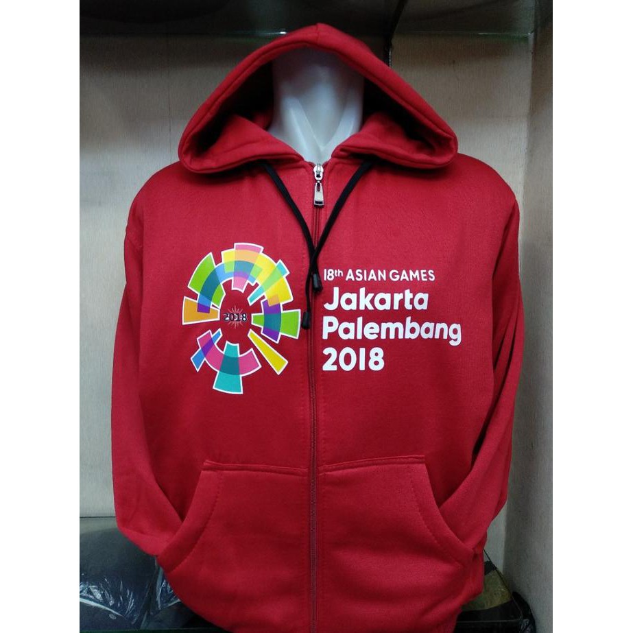 Joy Fashion Jaket Sweater Zipper Asian Games 2018 Merah Bs-014