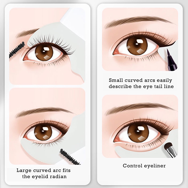 Alat Bantu Cetakan Eyeliner / Eyeshadow / Maskara Multifungsi Bahan Silikon Warna Acak Untuk Pemula